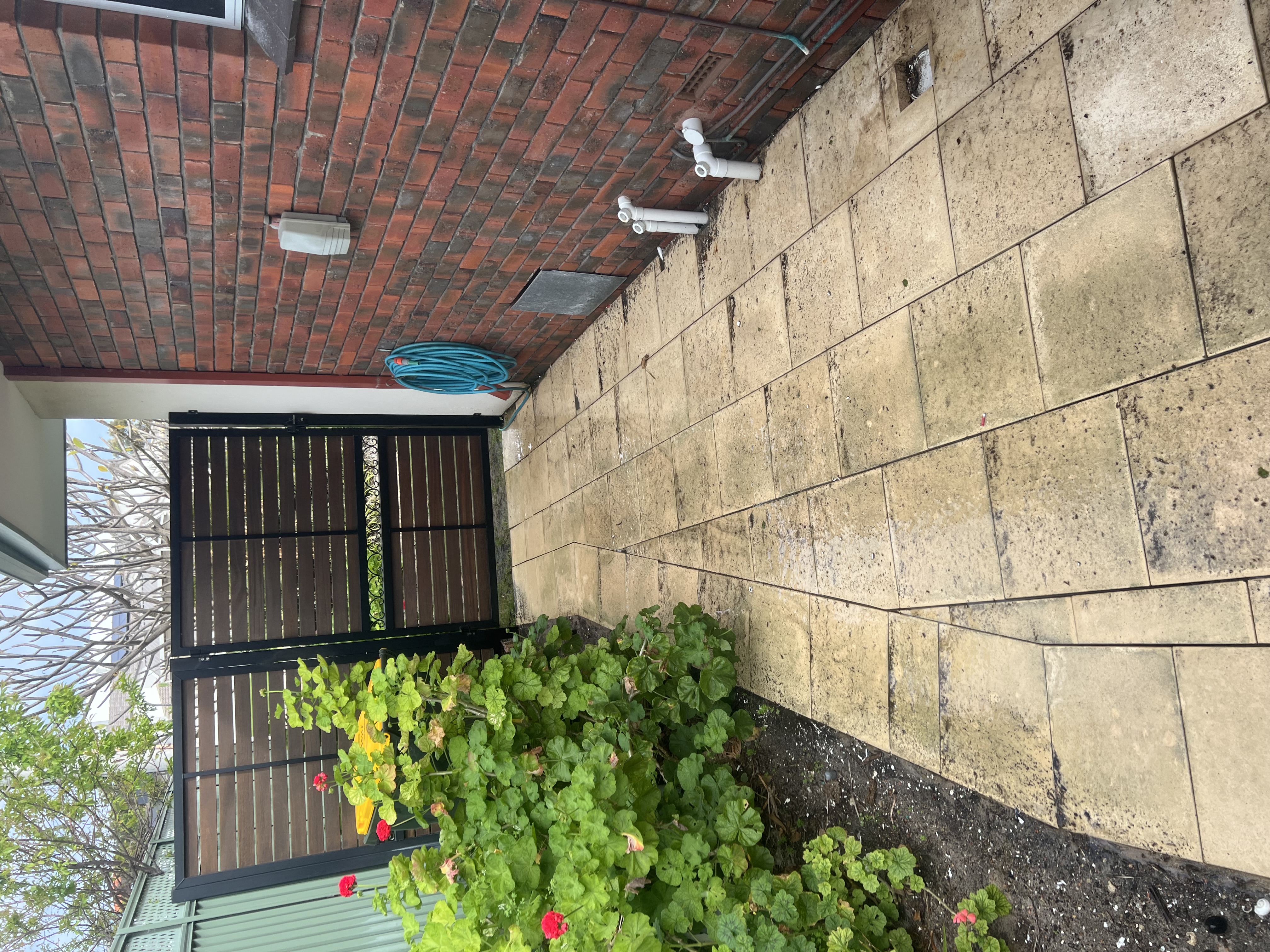 Limestone tiles Garden path pavers before — pressure cleaning Hillarys Perth WA