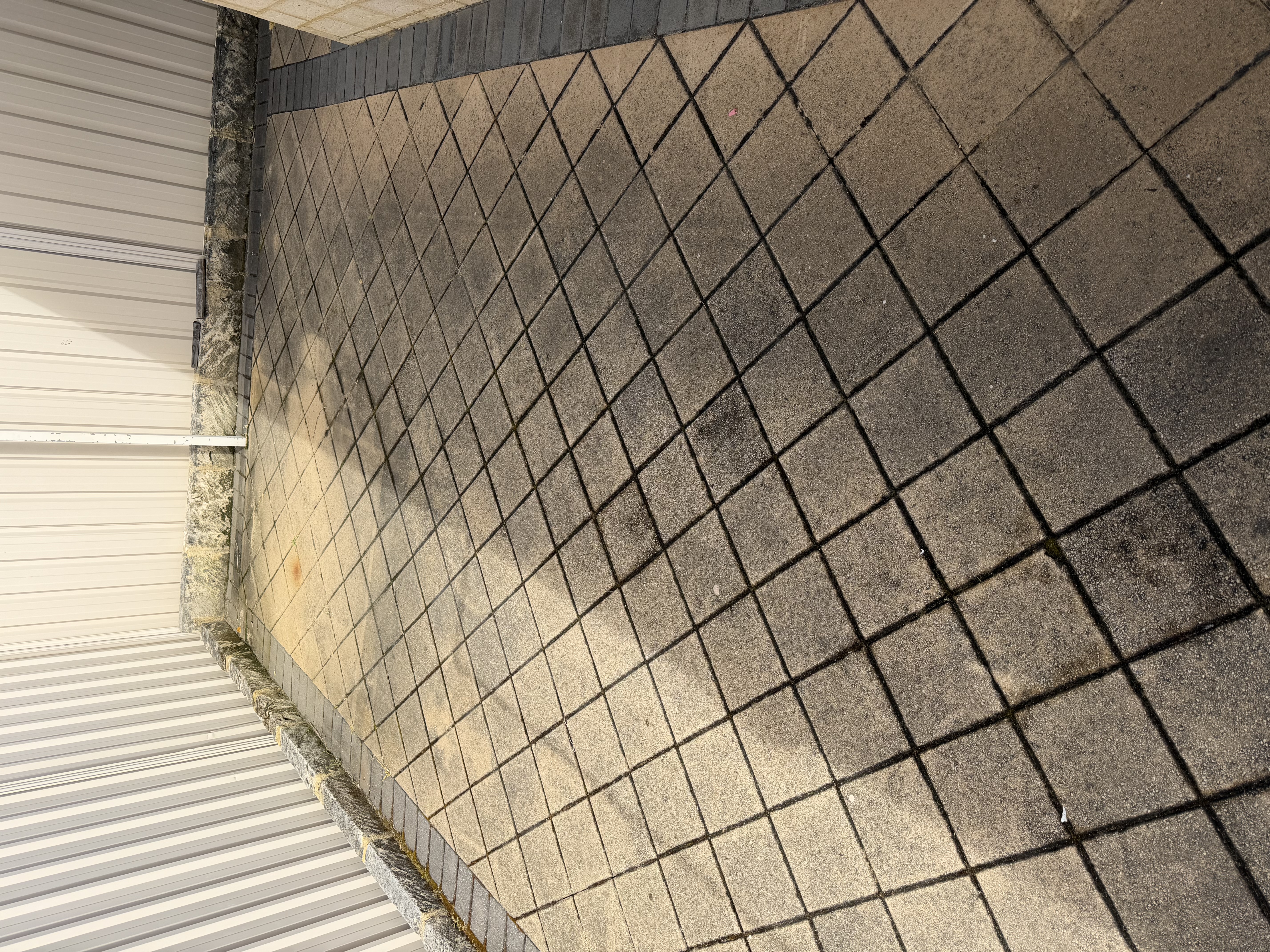 Brick pavers Concrete block paved courtyard before — pressure cleaning Balcatta Perth WA