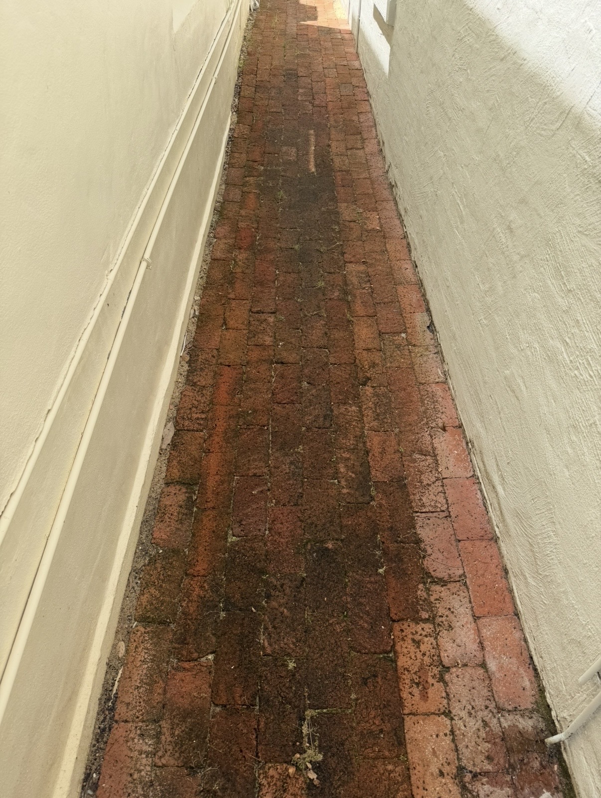 Brick pavers Narrow brick side passage before — pressure cleaning Subiaco Perth WA