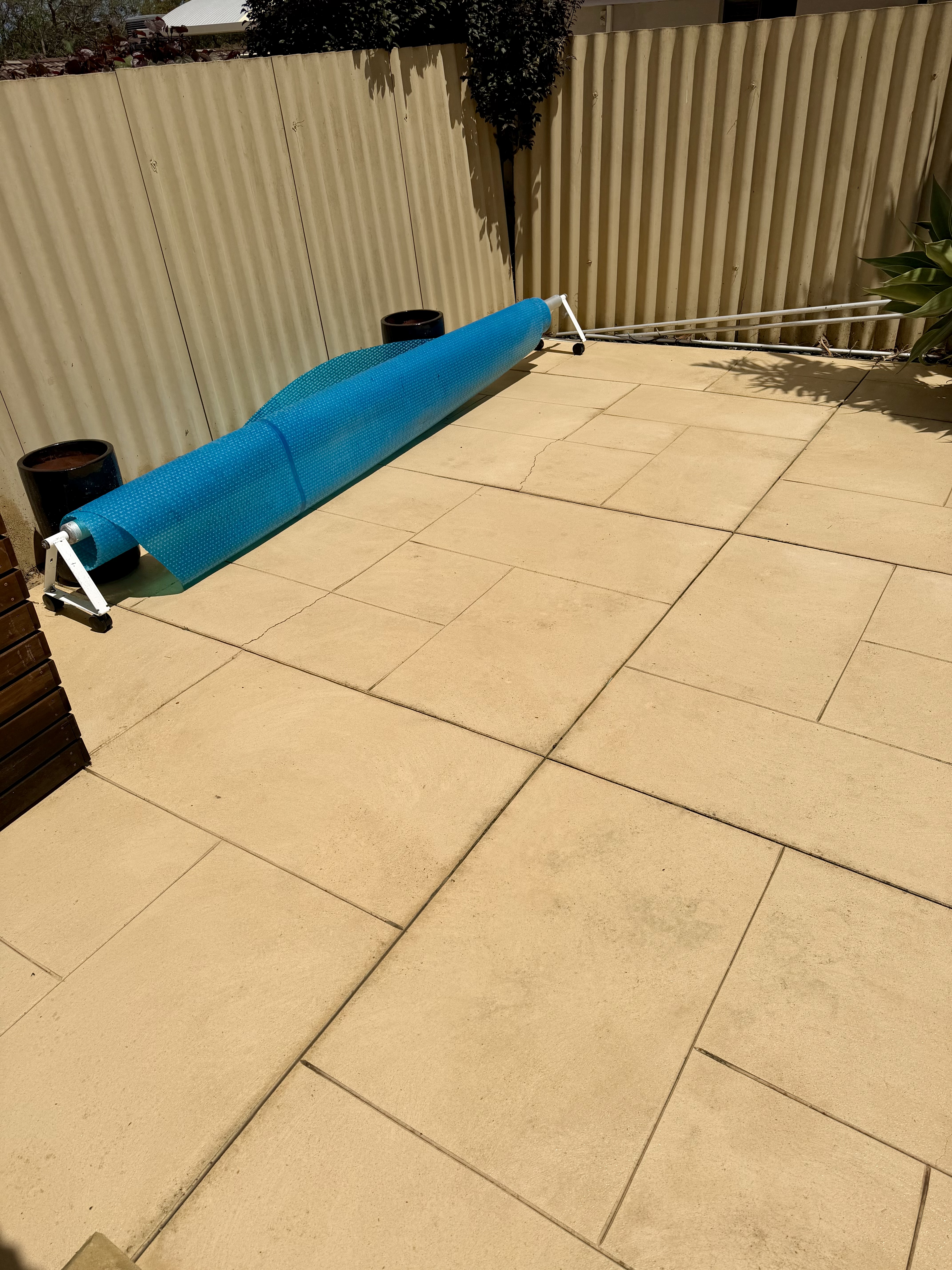 Liquid limestone Large format patio tiles after — pressure cleaning Gwelup Perth WA