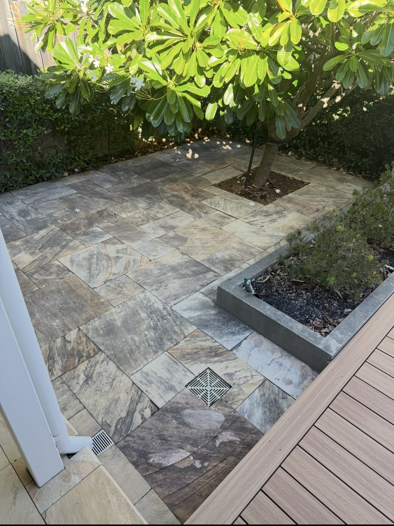 Sandstone pavers Natural stone courtyard before — pressure cleaning Jolimont Perth WA