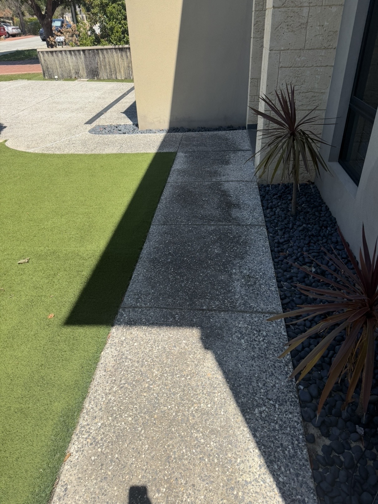 Exposed aggregate Exposed aggregate pathway before — pressure cleaning Yokine Perth WA