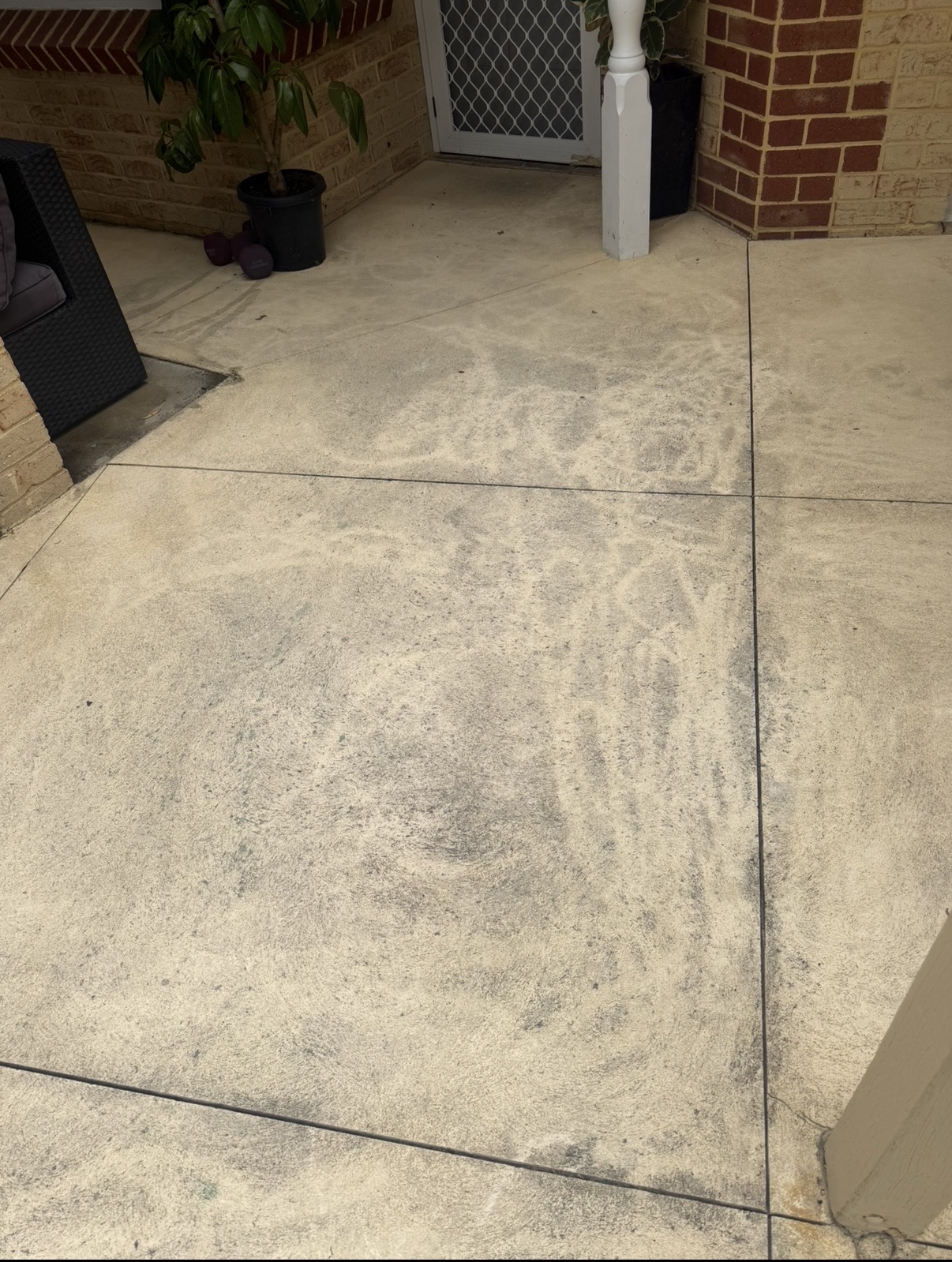 Liquid limestone Concrete front porch before — pressure cleaning North Perth Perth WA