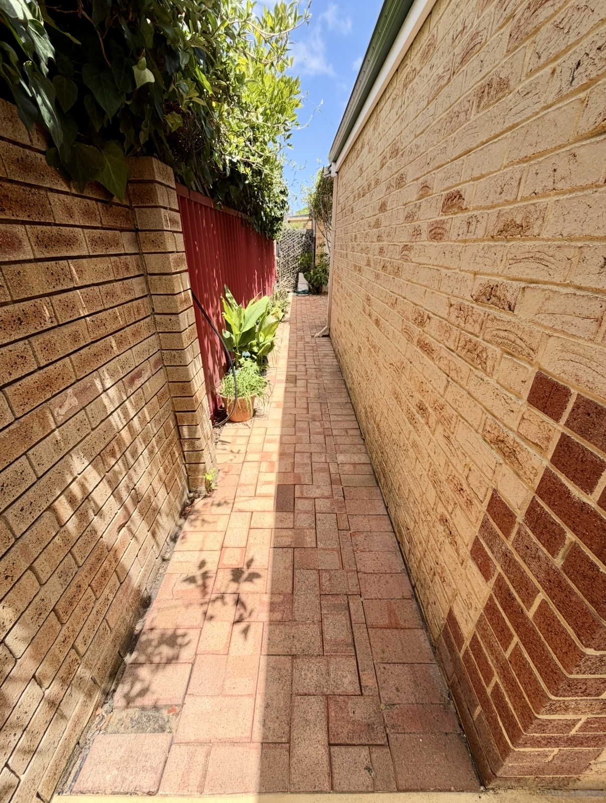 Brick pavers Brick paver side passage after — pressure cleaning Dalkeith Perth WA