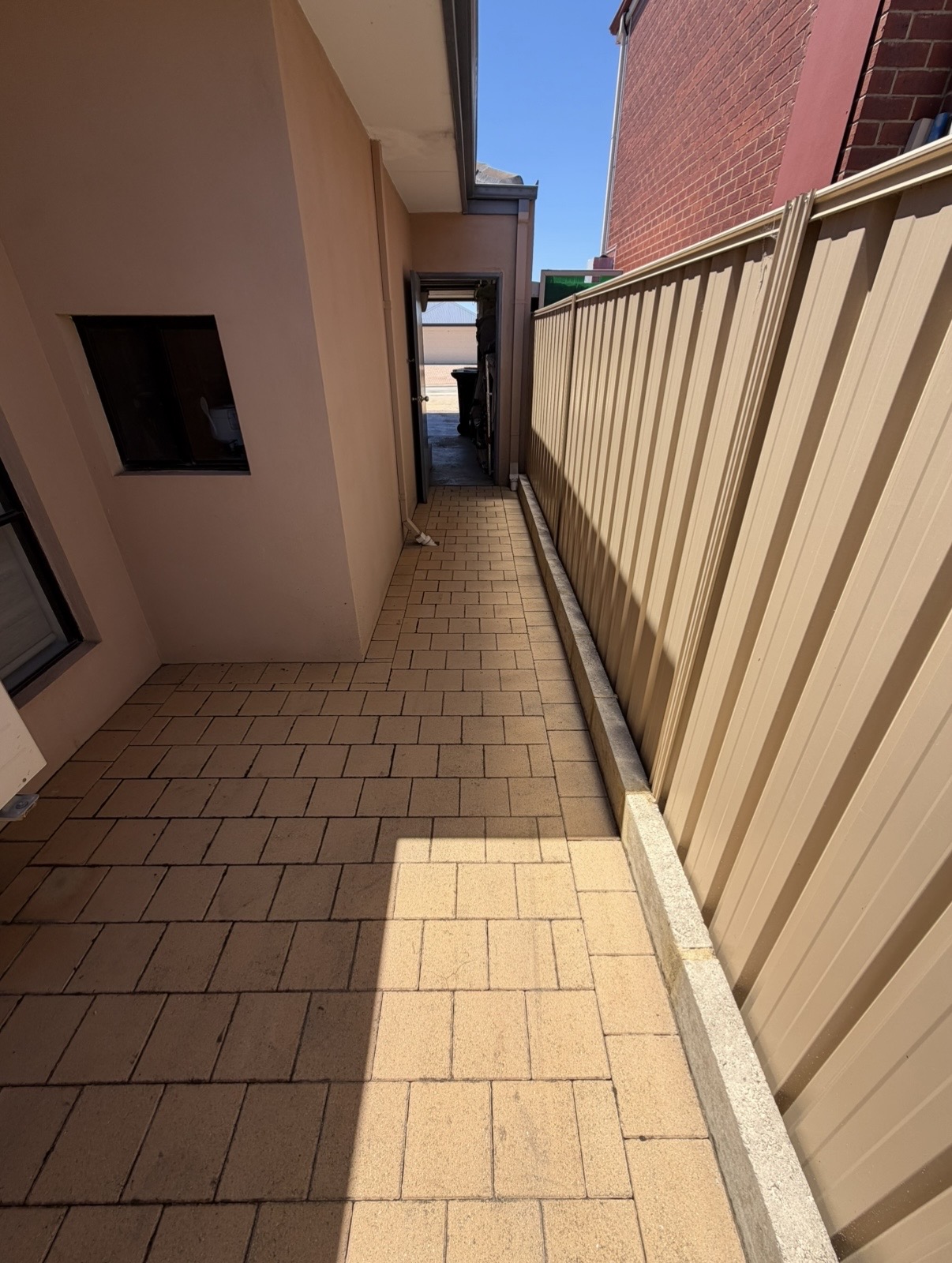Brick pavers Commercial side passage pavers after — pressure cleaning Innaloo Perth WA