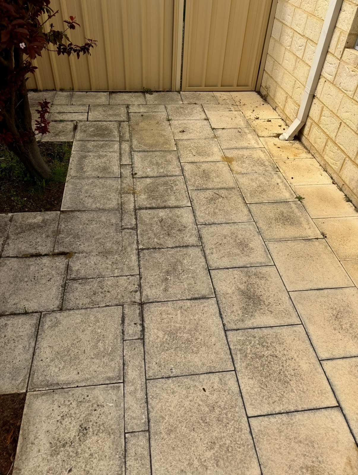 Limestone pavers Garden area paving tiles before — pressure cleaning Gwelup Perth WA