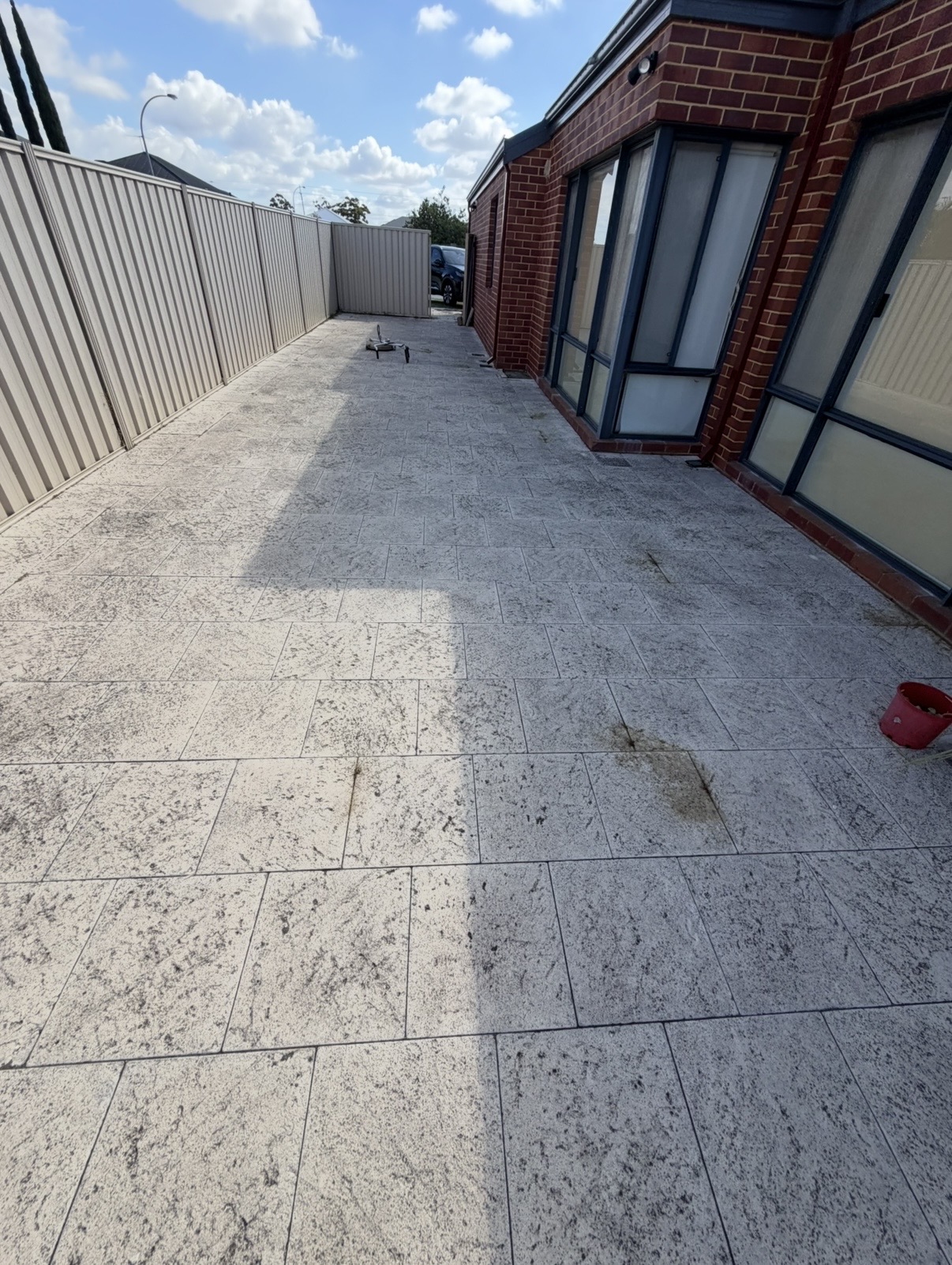 Limestone pavers Granite tile alley before — pressure cleaning Nollamara Perth WA