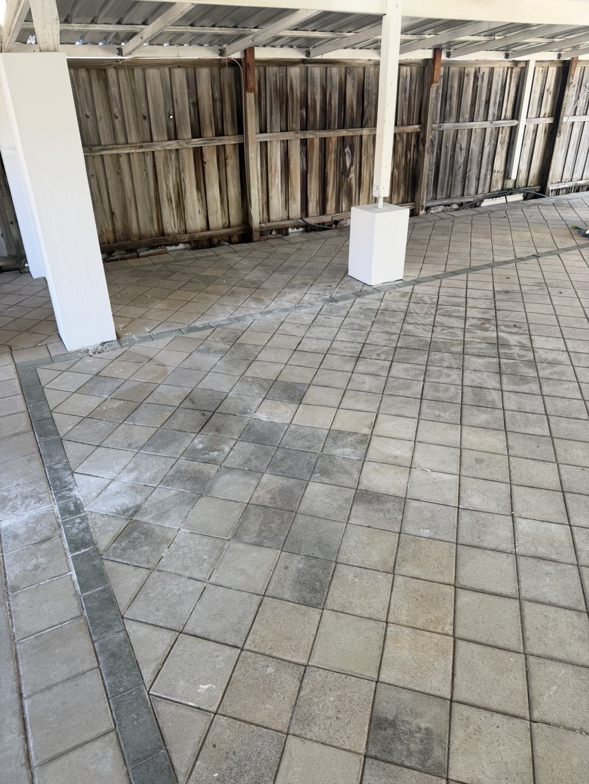 Brick pavers Large covered paver area after — pressure cleaning Beechboro Perth WA